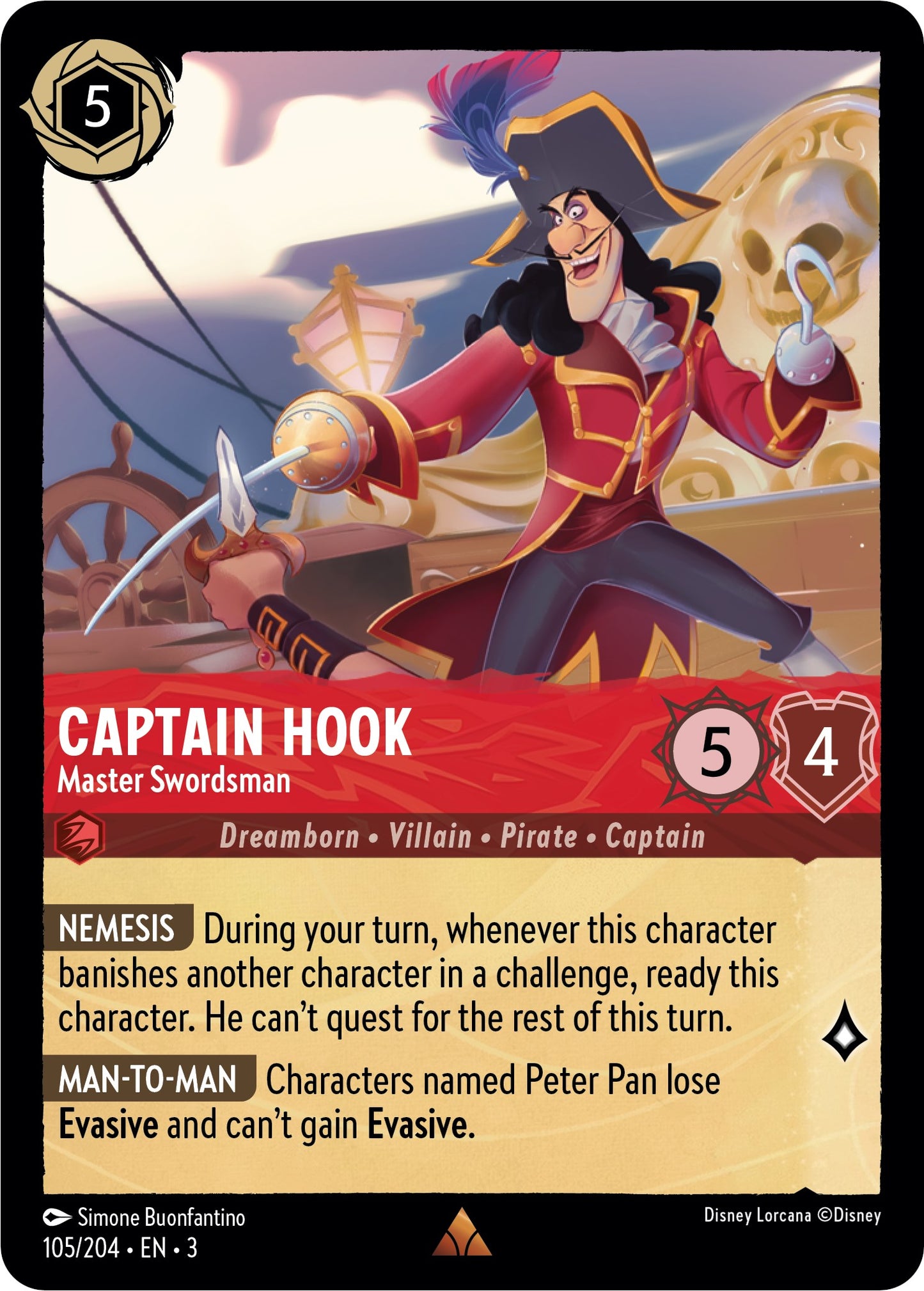 Captain Hook - Master Swordsman (105/204) [Into the Inklands]