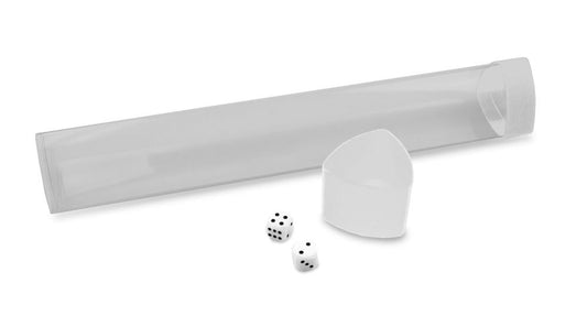 BCW: CLEAR PLAYMAT TUBE WITH DICE CAP - WHITE