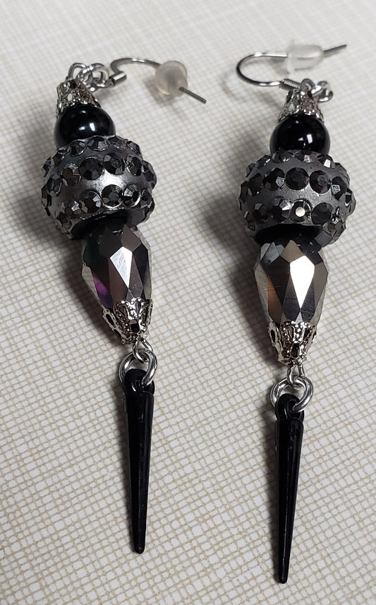Silver/Black Dangle Earrings
