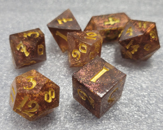 7 Piece Polhedral Set - Gold Rush