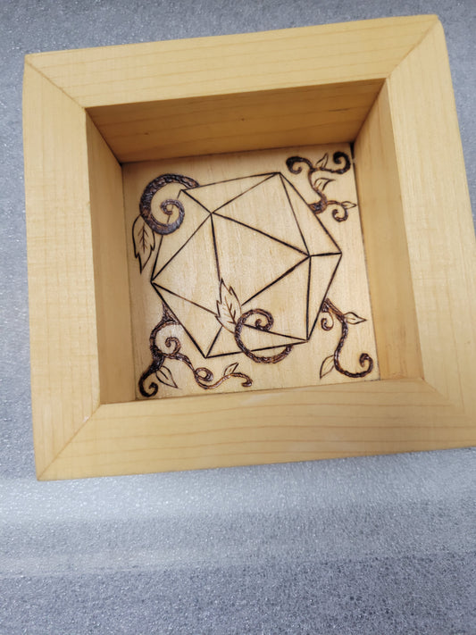 Die With Leaves Wood Burning Dice Tray