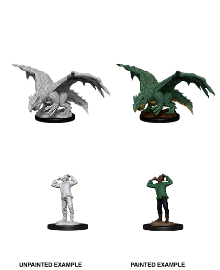 Dungeons & Dragons Nolzur`s Marvelous Unpainted Miniatures: W11 Green Dragon Wyrmling & Afflicted Elf