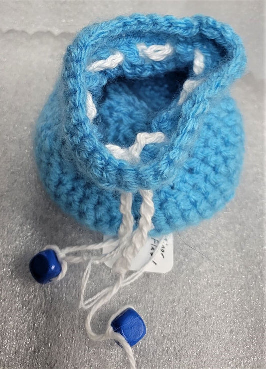 Craig's Crafts - Blue Crochet Dice Bage