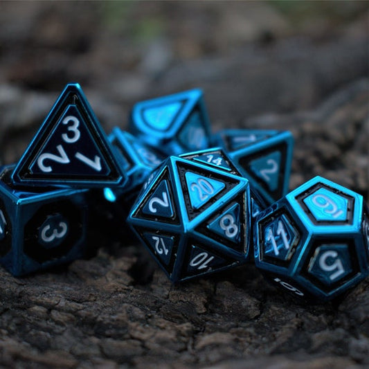 Cleric's Domain Black And Blue Metal Dice