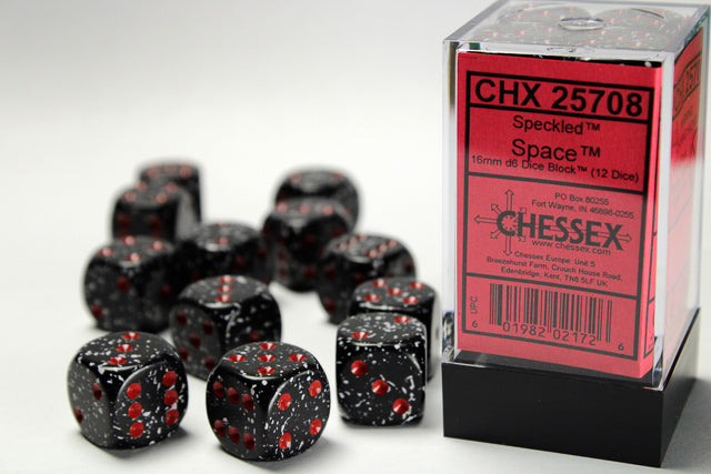 CHESSEX DICE: 16mm D6 Speckled Space Dice Block (12 Dice) (CHX 25708)