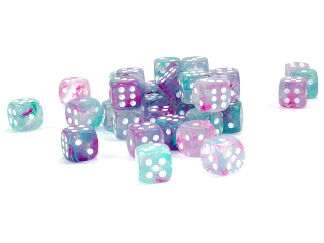 CHESSEX DICE: D6 -- 12MM Nebula Dice, Wisteria/White Luminary, 36CT (CHX 27945)
