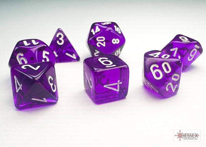 CHESSEX DICE: 7CT Festive Mini-hedral Purple/white (CHX 20377)
