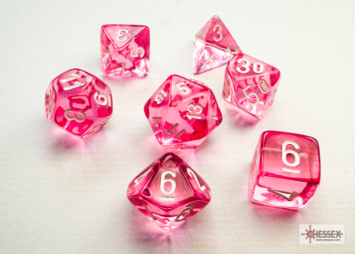 CHESSEX DICE:  7CT Gemini: Mini-Polyhedral Pink/white (CHX 20384)
