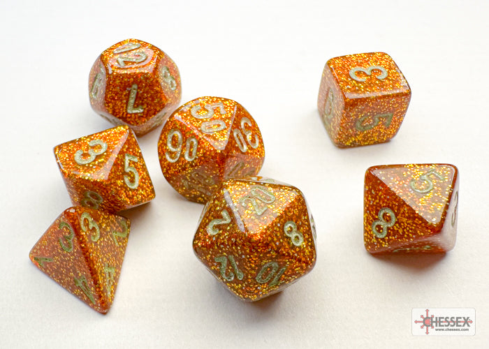 CHESSEX DICE:  7CT Gemini: Mini-Polyhedral Red-Teal/gold (CHX 20503)