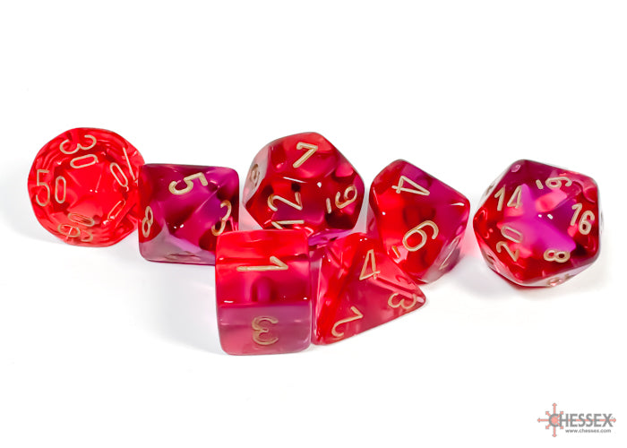 Chessex Dice:  7ct Gemini Translucent Red-Violet/gold Dice Set (CHX 26467)