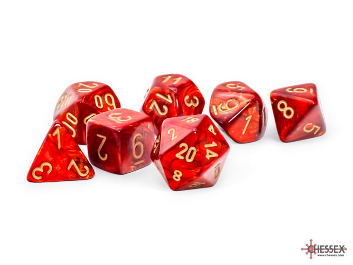Chessex:  Scarab Mega-hedral Scarlet/gold 7-Die Set (CHX 22414)