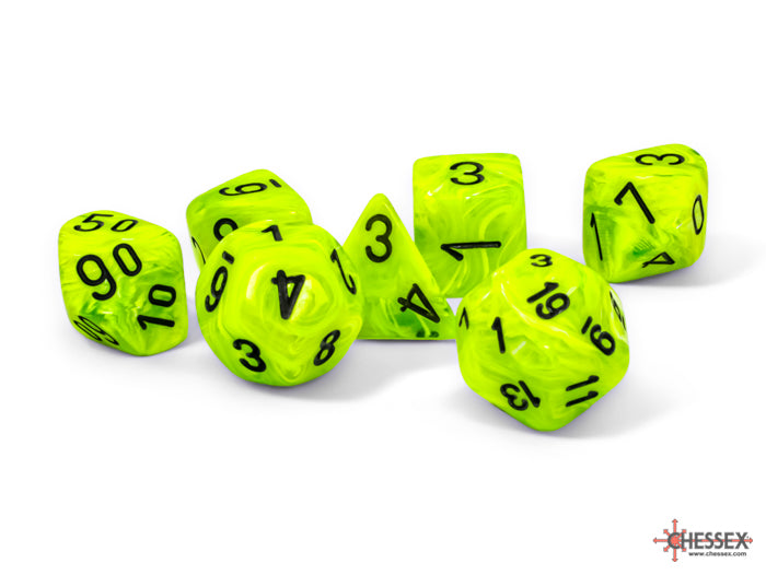 Chessex: Vortex Mega-hedral Bright Green/black 7-Die Set (CHX 22430)
