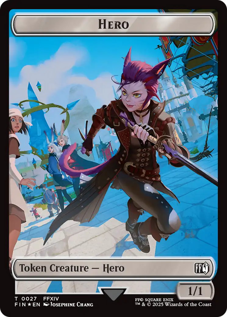 Spirit // Hero (0027) Double-Sided Token (Surge Foil) (3 // 27) [Commander: FINAL FANTASY]