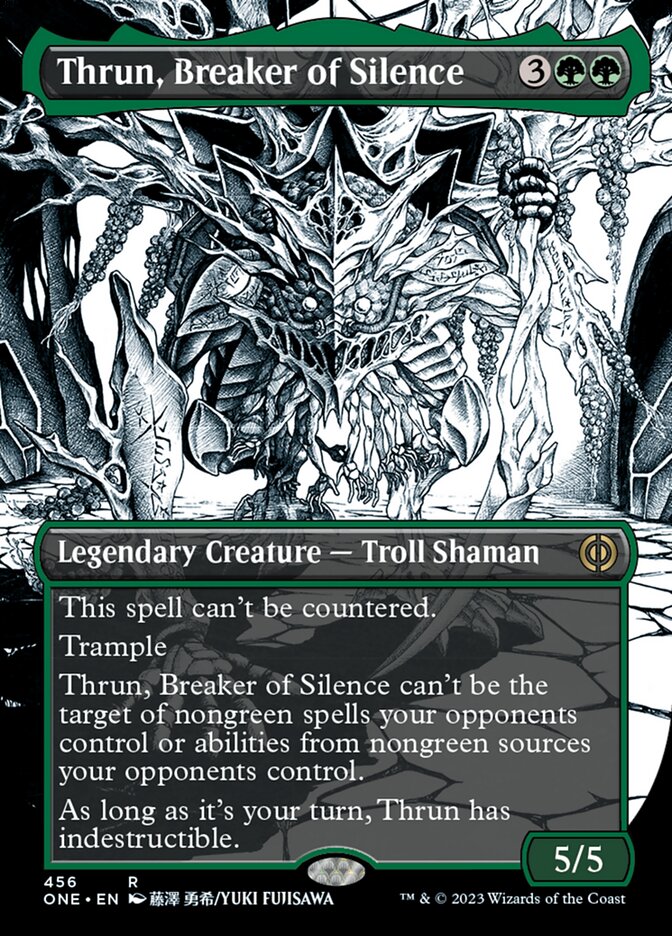 Thrun, Breaker of Silence (Borderless) (Step-and-Compleat Foil) (456) [Phyrexia: All Will Be One]
