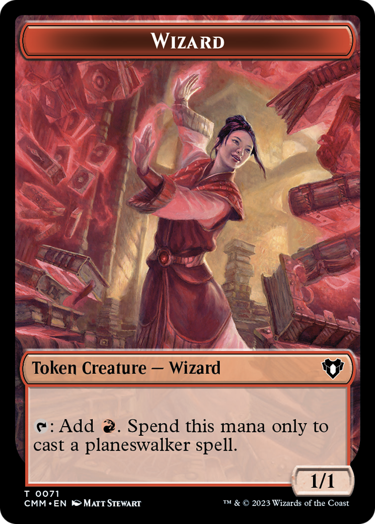 Emblem - Chandra, Awakened Inferno // Wizard Double-Sided Token (78 // 71) [Commander Masters]