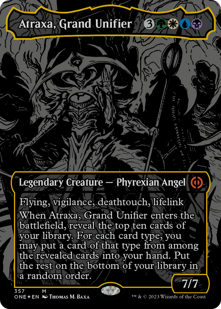 Atraxa, Grand Unifier (Oil Slick Raised Foil) (357) [Phyrexia: All Will Be One]