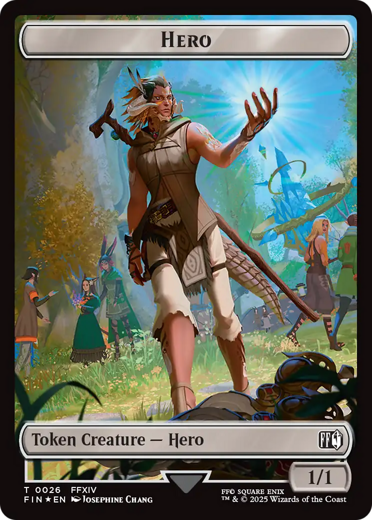 Spirit // Hero (0026) Double-Sided Token (Surge Foil) (3 // 26) [Commander: FINAL FANTASY]