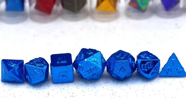10MM Mini Metal RPG Dice Set- Blue
