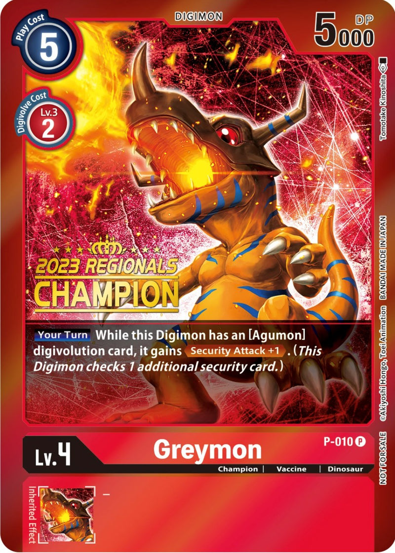 Greymon - P-010 (2023 Regionals Champion) (P-010 P) [Digimon Promotion Cards]