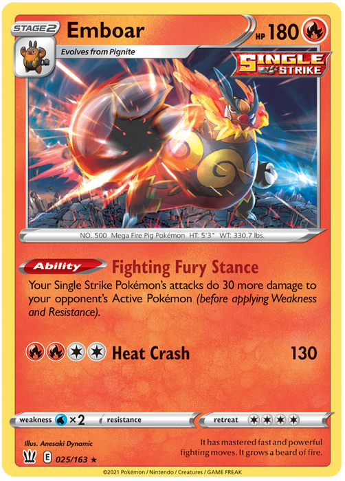 Emboar (025/163) [Sword & Shield: Battle Styles]