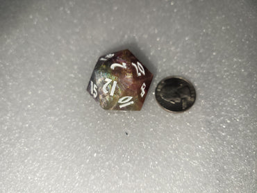 30mm D20 - Clouded Rainbow with White Numbers