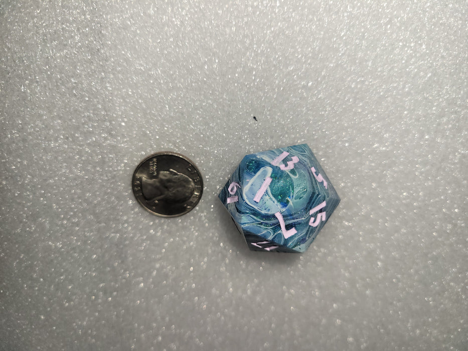 30mm D20 - Light Blue Pink Numbers