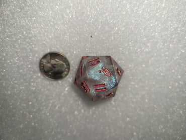 30mm D20 - White Shimmer with Copper Numbers