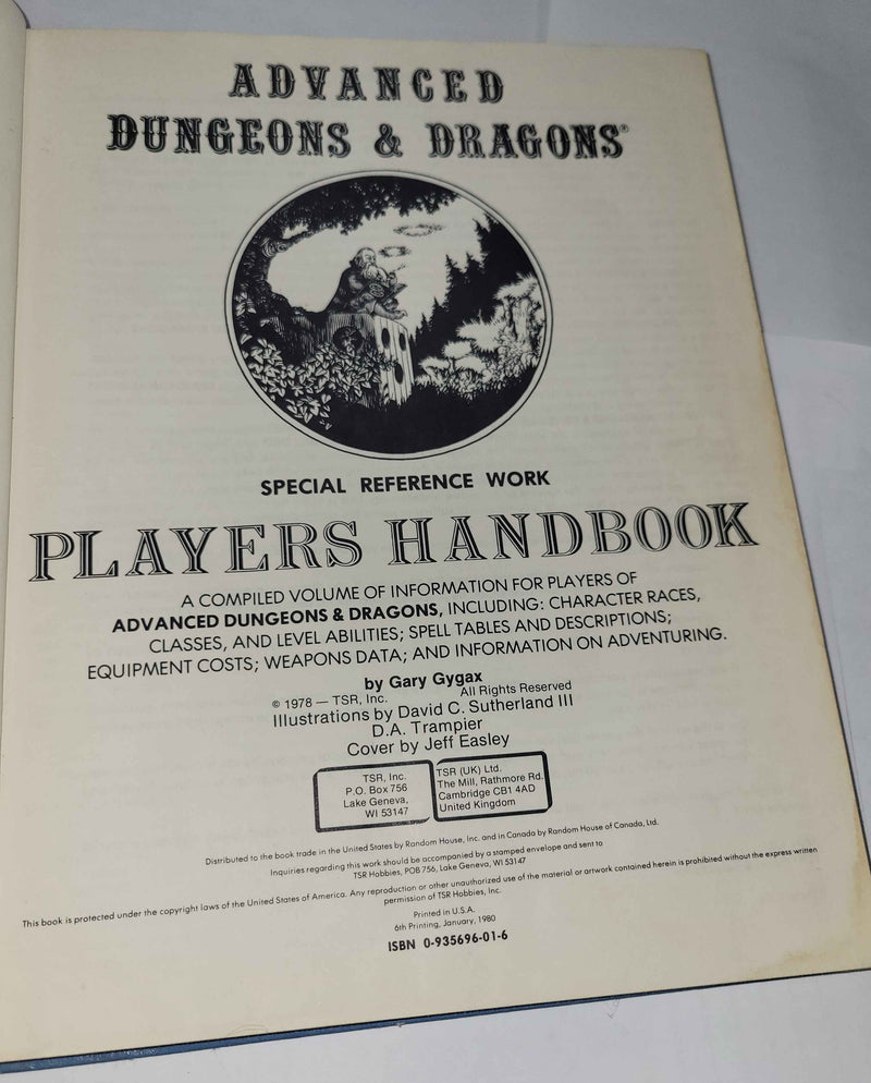 AD&D Players Handbook, Jeff Easley cover (Used: Fair)