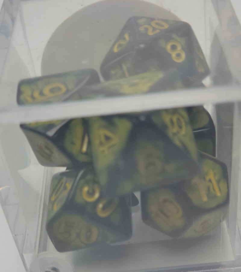 7 Piece Polyhedral - Ancient Yellow with Yellow Numbers