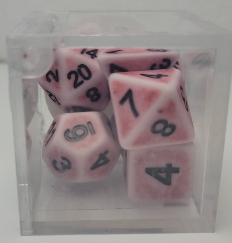 7 Piece Polyhedral - Ancient Pink with Black Numbers