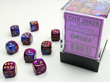CHESSEX DICE: Gemini Blue-Purple w/ Gold Dice Block (36 Dice) (CHX 26828)