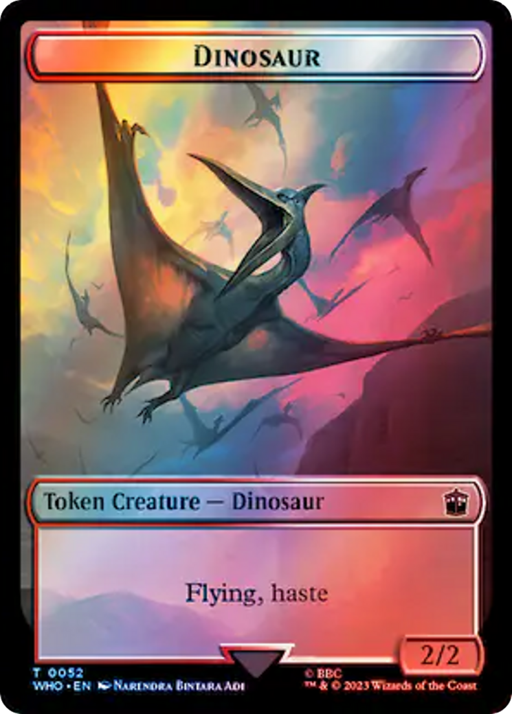 Warrior // Dinosaur Double-Sided Token (Surge Foil) (41 // 52) [Universes Beyond: Doctor Who]
