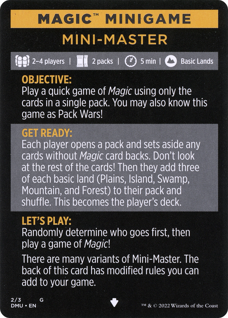 Magic Minigame: Mini-Master (3) [Commander Legends: Battle for Baldur's Gate]