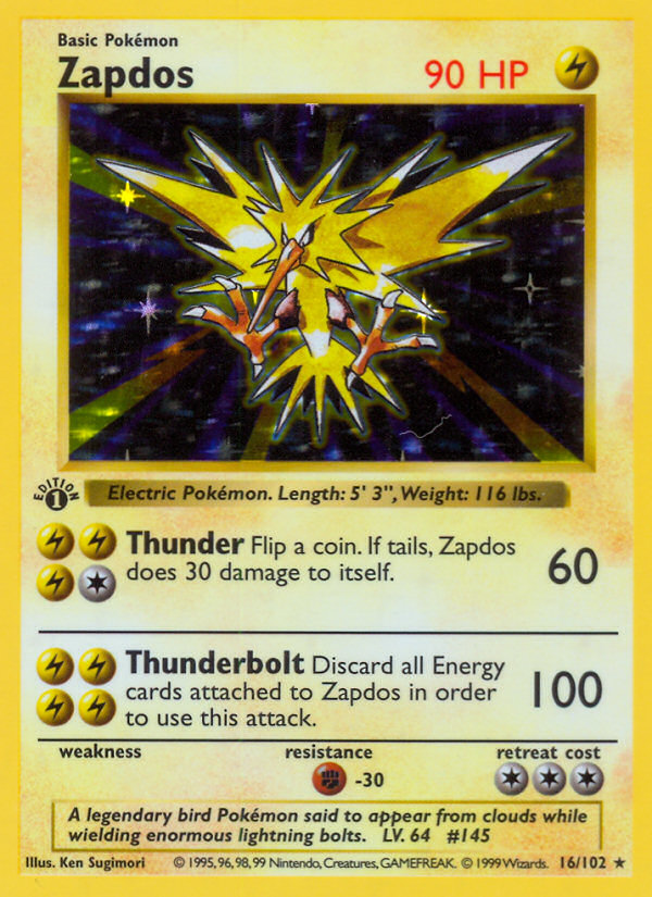 Zapdos (016/102) [Base Set (Shadowless)]
