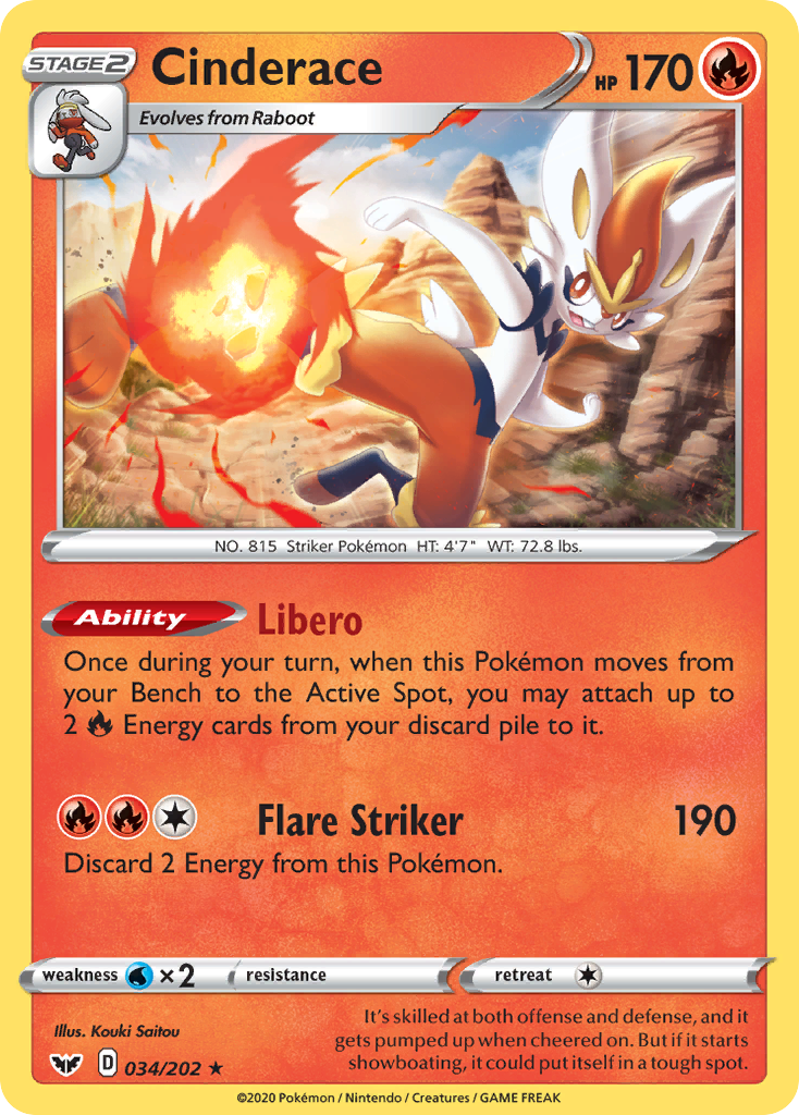 Cinderace (034) (034/202) [SWSH01: Sword & Shield Base Set]