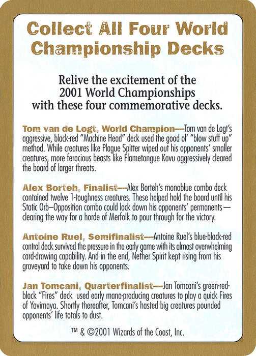 2001 World Championships Ad [World Championship Decks 2001]