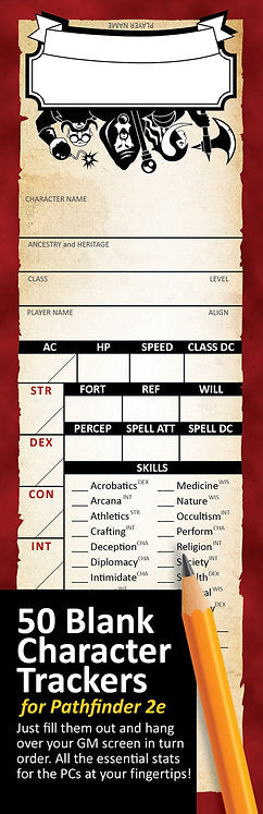 50 Blank Character Pathtrackers 2e