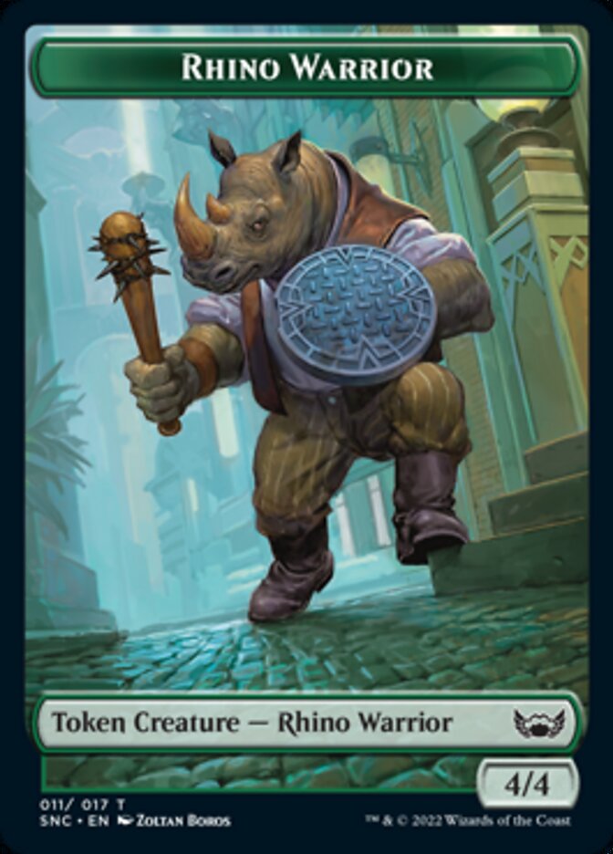 Fish // Rhino Warrior Double-Sided Token (4 // 11) [Streets of New Capenna]