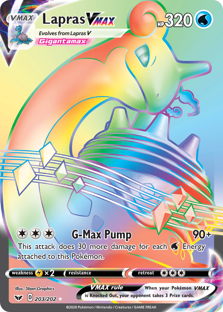 Lapras VMAX (Secret) (203/202) [SWSH01: Sword & Shield Base Set]