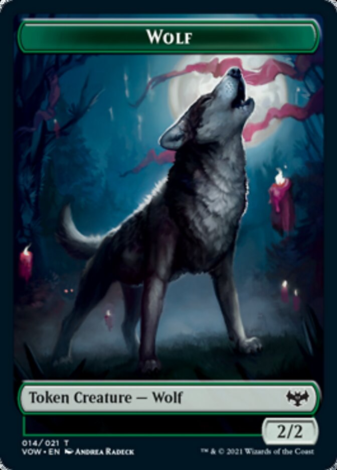 Zombie (008) // Wolf (014) Double-Sided Token (8 // 14) [Innistrad: Crimson Vow]