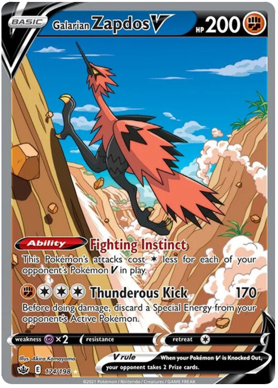 Galarian Zapdos V (Alternate Full Art) (174/198) [SWSH06: Chilling Reign]