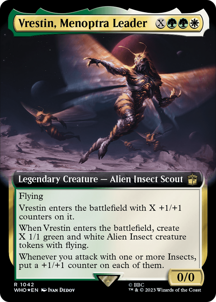 Vrestin, Menoptra Leader (Extended Art) (Surge Foil) (1042) [Universes Beyond: Doctor Who]