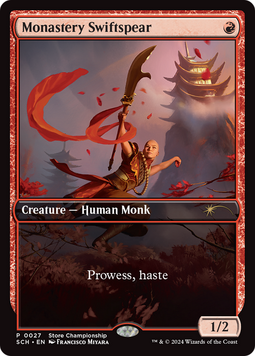 Monastery Swiftspear (Store Championship) [Bloomburrow Promos]