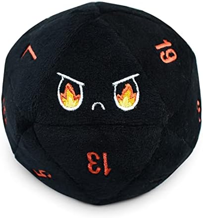 D20 Dice Plushie: Starry Eyes & Fire Eyes - Black