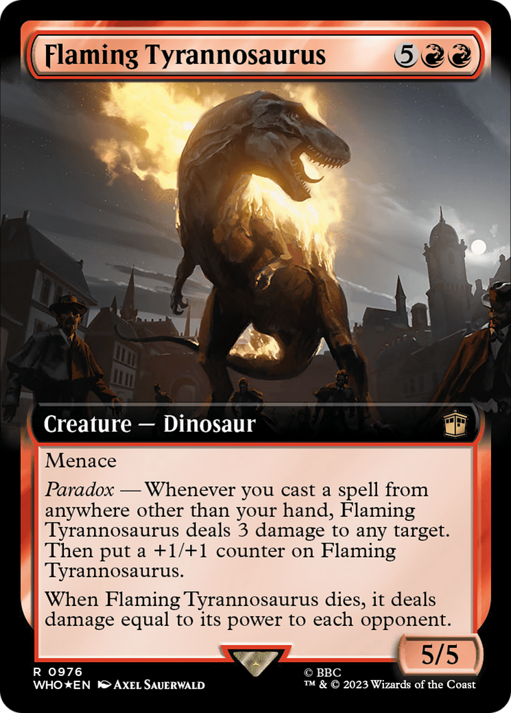 Flaming Tyrannosaurus (Extended Art) (Surge Foil) (976) [Universes Beyond: Doctor Who]