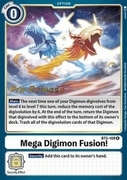 Mega Digimon Fusion! (BT5-109 R) [Battle of Omni Pre-Release Cards]