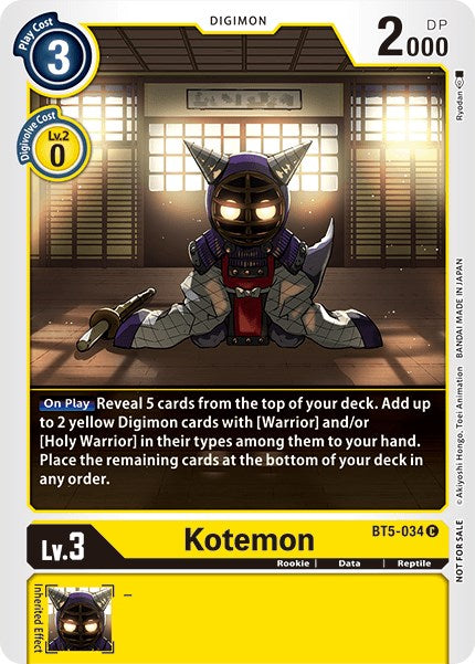 Kotemon - BT5-034 (Tamer Party Vol. 5 Promo) (BT5-034 C) [Battle of Omni]