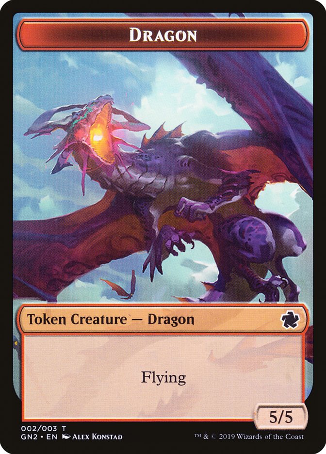 Dragon // Dinosaur Double-Sided Token (2 // 3) [Magic Game Night 2019]