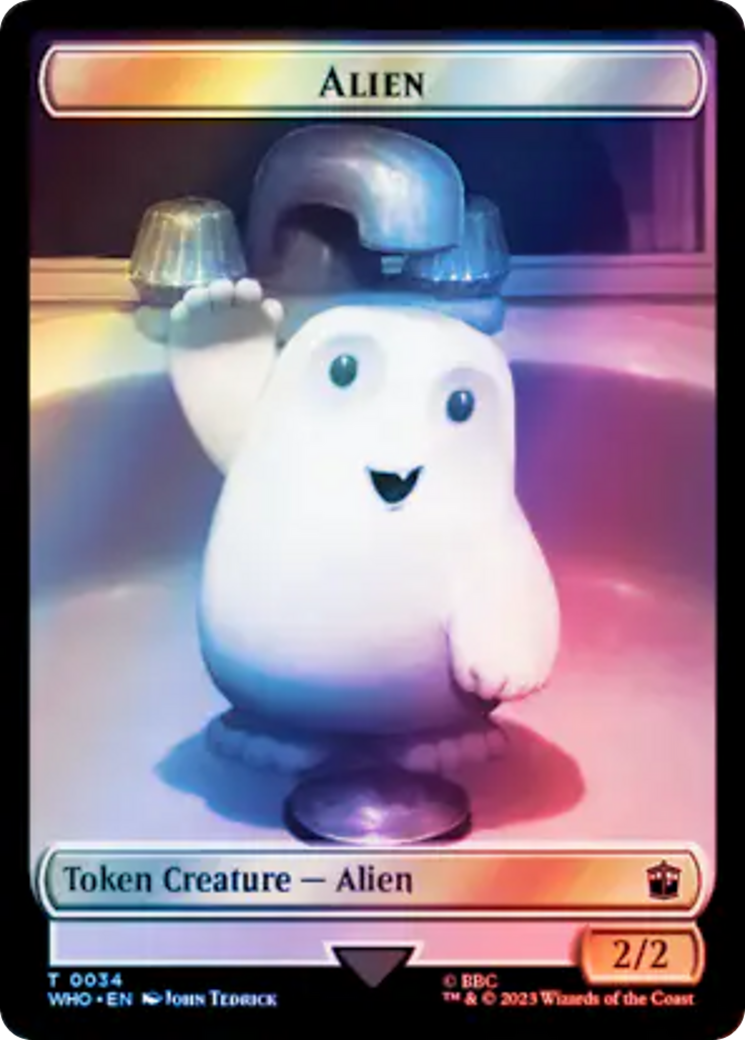 Alien // Clue (0053) Double-Sided Token (Surge Foil) (34 // 53) [Universes Beyond: Doctor Who]