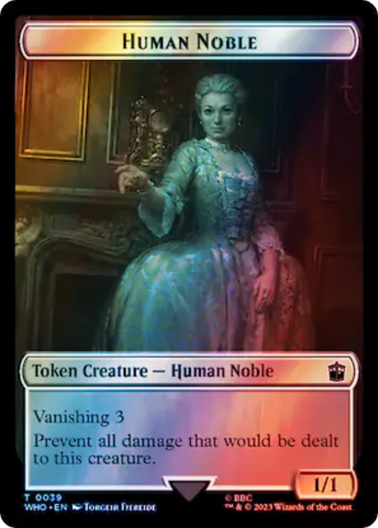 Human Noble // Treasure (0062) Double-Sided Token (Surge Foil) (39 // 62) [Universes Beyond: Doctor Who]